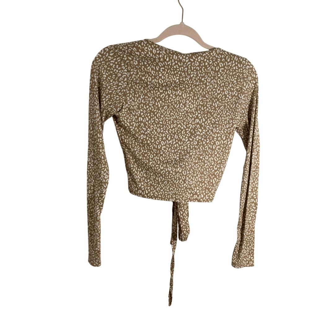 NWT Windsor Women's Small Brown Cream Leopard Printed Wrap Top Girly Go Out S - Picture 6 of 6